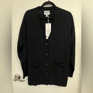 Hudson Women's Black Merino Wool Cardigan Sweater